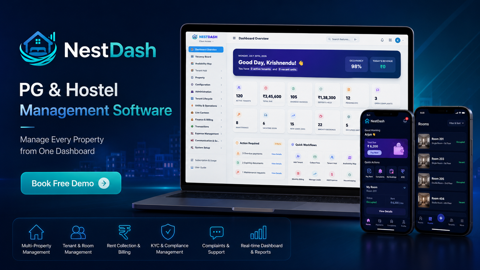 NestDash – PG & Hostel Management Software